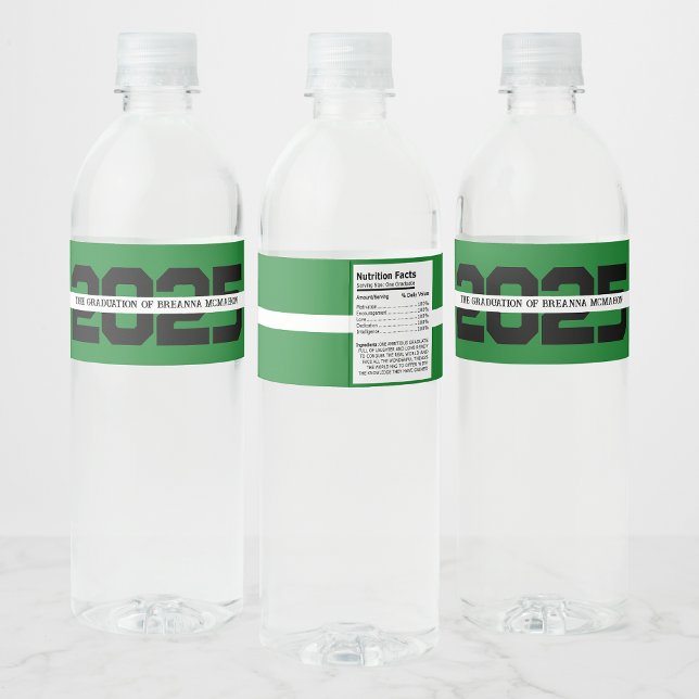 Etiqueta Para Botella De Agua Graduación personalizada verde y negro (Subido por el creador)