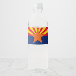 Etiqueta Para Botella De Agua Gráfico dinámico de la bandera del estado de Arizo