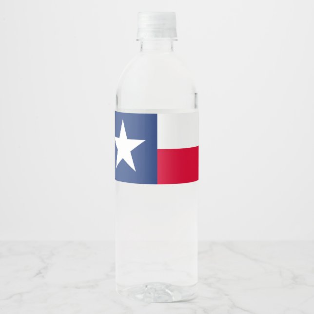 Etiqueta Para Botella De Agua Gráfico dinámico de la bandera del estado de Texas (Anverso)