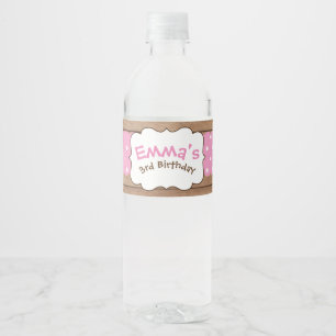 Etiqueta Para Botella De Agua Granja Agua Frasco, Láminas rosa y marrón