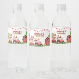 Etiqueta Para Botella De Agua Granja, Animales de Granero, Corral, Rancho
