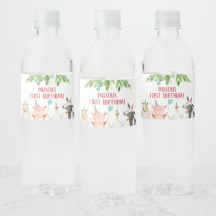 Etiqueta Para Botella De Agua Granja Cumpleaños Barnyard Animales Boy Decoración