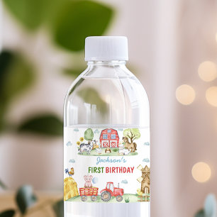 Etiqueta Para Botella De Agua Granja de Animales Fiesta de Cumpleaños en el Corr