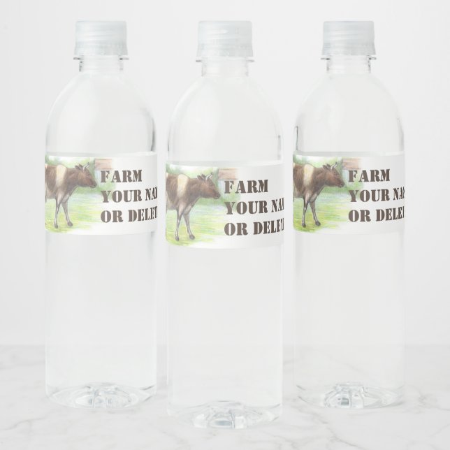 Etiqueta Para Botella De Agua Granja de vacas (Botellas)