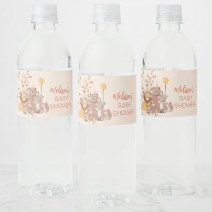 Etiqueta Para Botella De Agua Grasa de pampas rosadas de Boho Safari Rubor