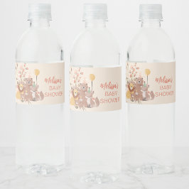 Etiqueta Para Botella De Agua Grasa de pampas rosadas de Boho Safari Rubor