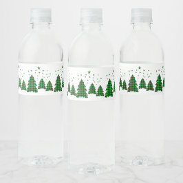Etiqueta Para Botella De Agua Green Buffalo Plaid XMAS Tree Water Bottle Labels