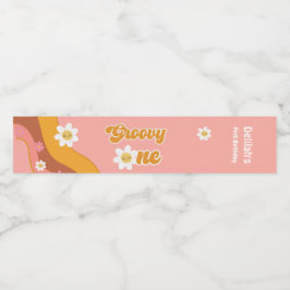 Etiqueta Para Botella De Agua Groovy un retro vintage primer cumpleaños