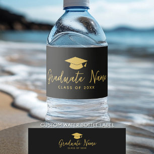 Etiqueta Para Botella De Agua Guión de nombre de grado con tapa - Graduación de