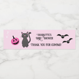 Etiqueta Para Botella De Agua Halloween Chica rosa negro  Baby Shower Favor