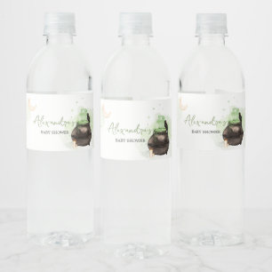 Etiqueta Para Botella De Agua Halloween verde: Un bebé se prepara Baby Shower