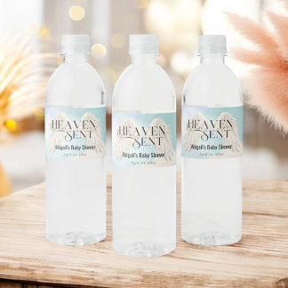 Etiqueta Para Botella De Agua Heaven Sent Pastel Angel Wings Baby Shower