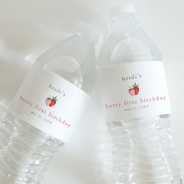 Etiqueta Para Botella De Agua HEIDI Cute Strawberry Chica Berry Primer cumpleaño