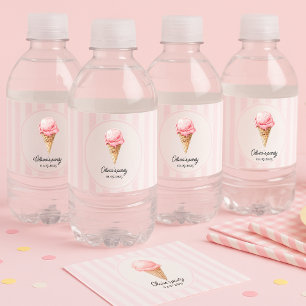 Etiqueta Para Botella De Agua Helado Rosa Personalizado 