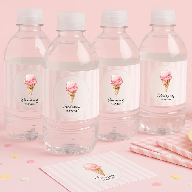 Etiqueta Para Botella De Agua Helado Rosa Personalizado  (Subido por el creador)