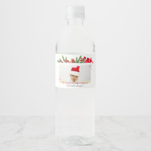 Etiqueta Para Botella De Agua Hermoso marco de Navidad con foto personalizada