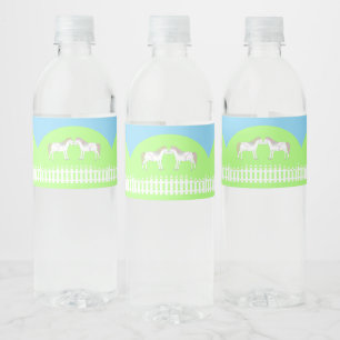 Etiqueta Para Botella De Agua Hermosos caballos Bodas blancos
