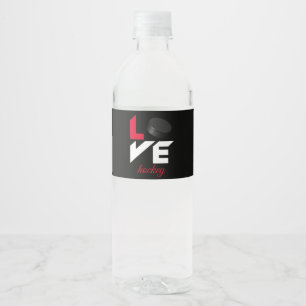 Etiqueta Para Botella De Agua Hockey de amor