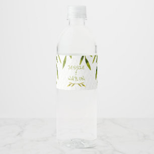 Etiqueta Para Botella De Agua Hojas de acuarela naturales