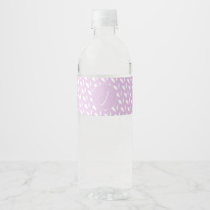 Etiqueta Para Botella De Agua hojas de silueta blanca inicial personalizado púrp