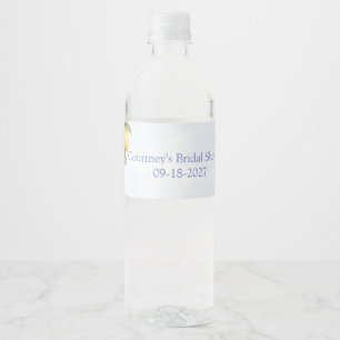 Etiqueta Para Botella De Agua Hortensia Azul Algo Azul Fiesta de Despedida de So