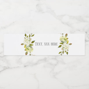 Etiqueta Para Botella De Agua Hydrangea flores blancas florales