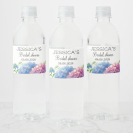 Etiqueta Para Botella De Agua Hydrangeas Blue Flowers Bridal Shower Fiesta