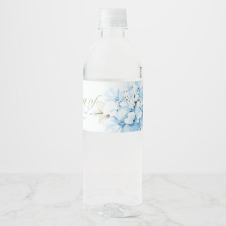 Etiqueta Para Botella De Agua Hydrangeas Floración Pastel