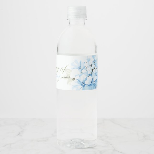 Etiqueta Para Botella De Agua Hydrangeas Floración Pastel (Anverso)