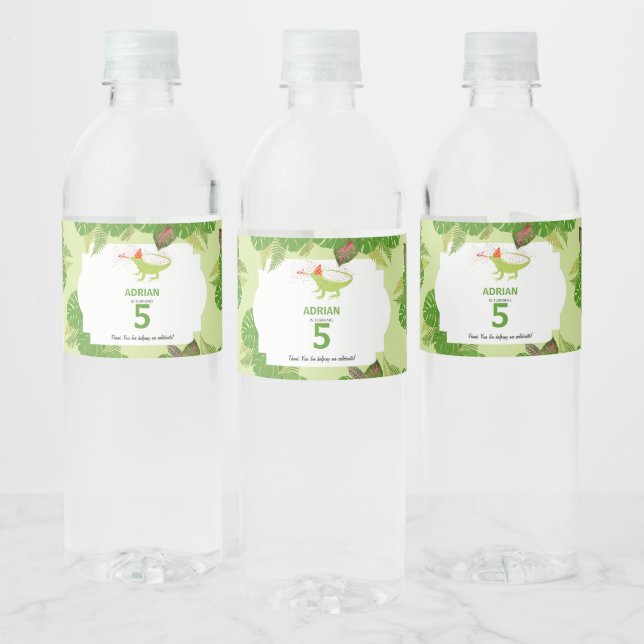 Etiqueta Para Botella De Agua Iguana Lizard Fiesta de Animales (Botellas)
