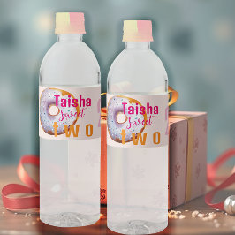 Etiqueta Para Botella De Agua Ilustración en acuarela de donut con rociado de co