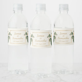 Etiqueta Para Botella De Agua Ilustracion floral blanco simple | BODA