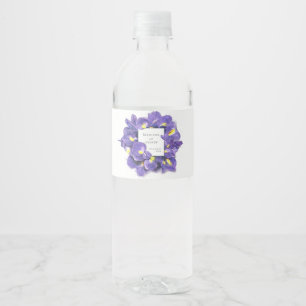Etiqueta Para Botella De Agua Impresionantes Lirios Morados Acuarela Floral Boda