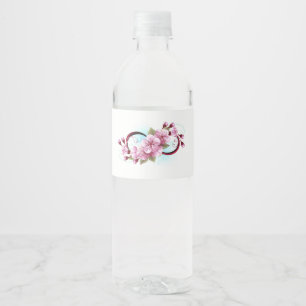 Etiqueta Para Botella De Agua Infinito con las flores de flores de Sakura Blosso
