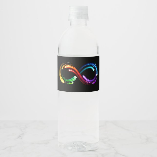 Etiqueta Para Botella De Agua Infinity symbol of rainbow comets (Anverso)