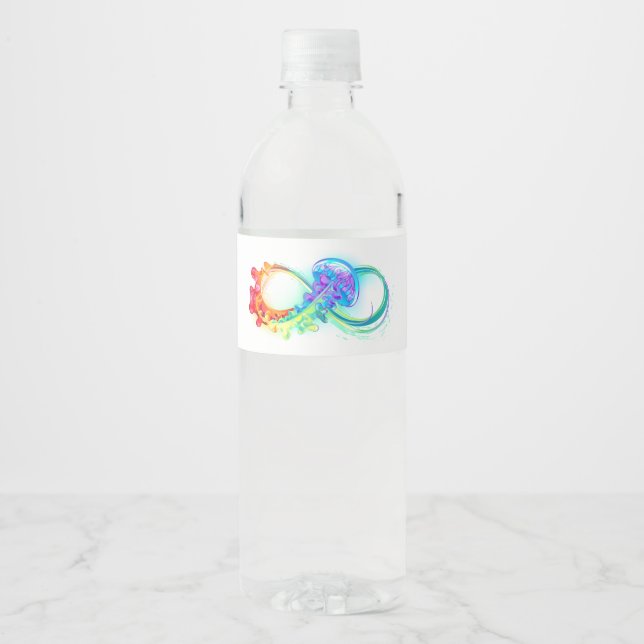 Etiqueta Para Botella De Agua Infinity with Rainbow Jellyfish (Anverso)