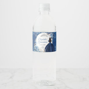 Etiqueta Para Botella De Agua Invierno azul de la marina Copo de nieve Dulce cum