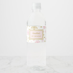 Etiqueta Para Botella De Agua Invierno La Fiesta de Años Dorados Rosa de Oro de