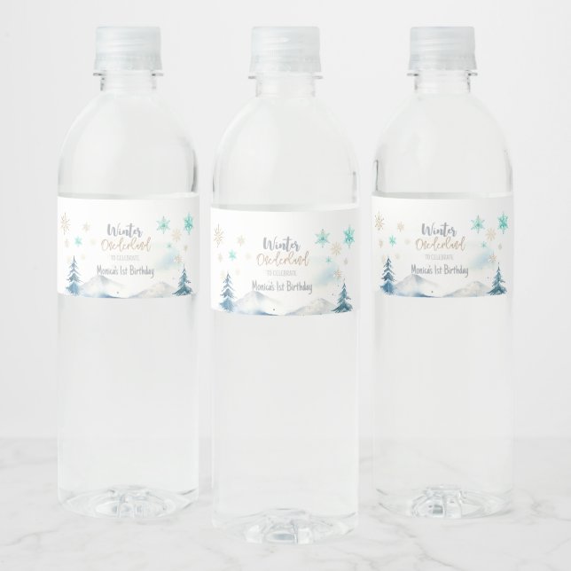 Etiqueta Para Botella De Agua Invierno onederland maravilloso cumpleaños (Botellas)