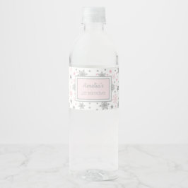 Etiqueta Para Botella De Agua Invierno Onederland Pink Silver Fiesta por el cump