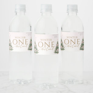 Etiqueta Para Botella De Agua Invierno Onederland Rosa Plateado Cumpleaños