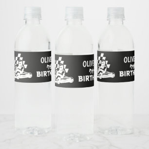 Etiqueta Para Botella De Agua Ir a karting, ir al auto de carreras de cumpleaños