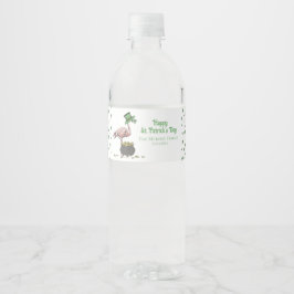 Etiqueta Para Botella De Agua Irish Shamrock Pink Flamingo St Patricks Day