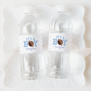 Etiqueta Para Botella De Agua It's a Boy! Baby Shower de fútbol azul