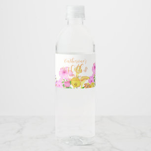 Etiqueta Para Botella De Agua Jardín floral blanco