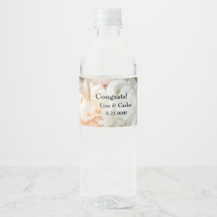 Etiqueta Para Botella De Agua Juego de etiqueta de ramo de peonías blancas con e