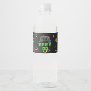 Etiqueta Para Botella De Agua Juego Feliz de Jugador de Cumpleaños en Joystick