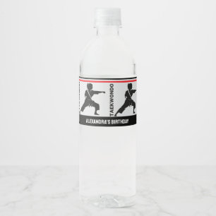 Etiqueta Para Botella De Agua Jugadora de Taekwondo, Cumpleañera, Equipo de Kara