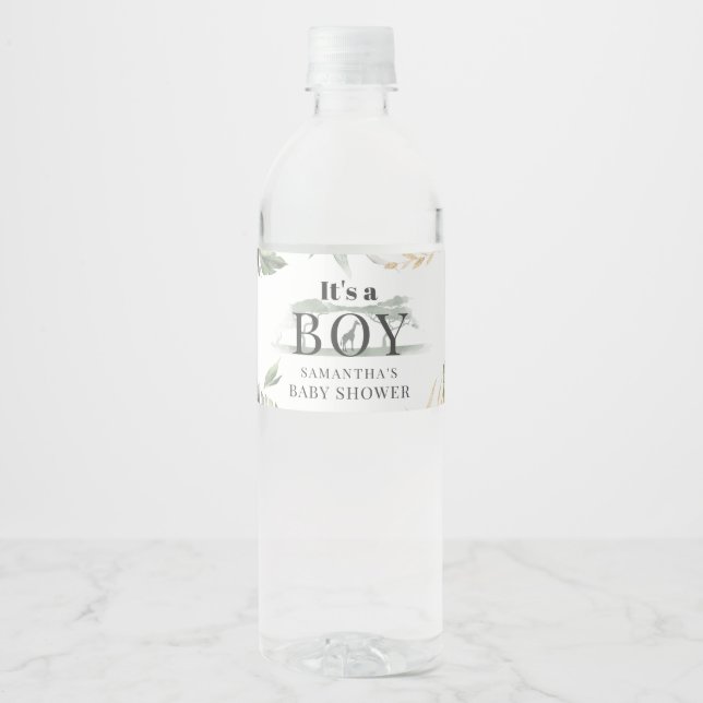 Etiqueta Para Botella De Agua Jungle Safari Botanboy Baby Shower (Anverso)