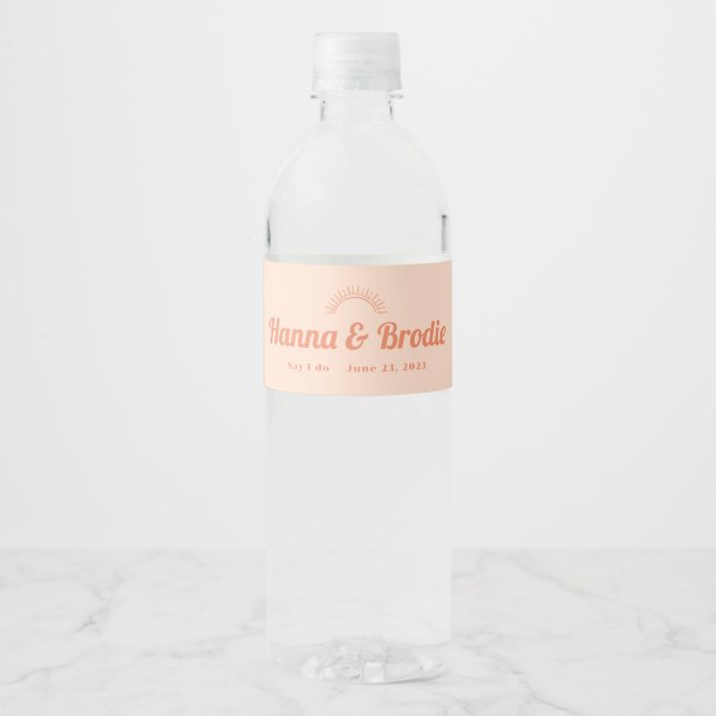 Etiqueta Para Botella De Agua Just Peachy Boda (Anverso)